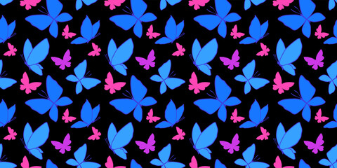 Colorful design of seamless pattern with butterfly for web, banner, print, textile, greeting card. Vector seamless pattern with beautiful butterfly
