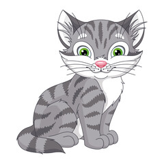 Fototapeta na wymiar Grey cat sitting cartoon vector illustration