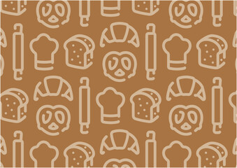 Bread and bakery pattern background for graphic design.A-size horizontal.