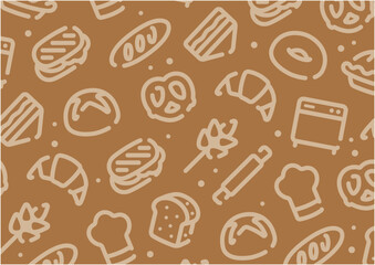 Bread and bakery pattern background for graphic design.A-size horizontal.