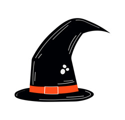 Witch Hat.  Vector illustration isolated on a white background.