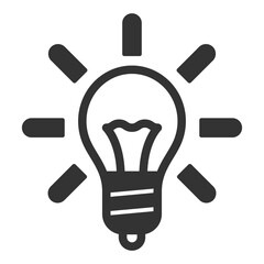 Incandescent light bulb shines - icon, illustration on white background, glyph style