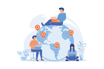 Outsourcing Business process outsourcing, outplacement, offshore software development, freelance job, recruitment company, agreement flat design modern illustration