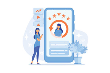 Online identity management Image management, online personal branding management, brand reputation, product presence, social network services flat design modern illustration