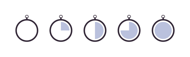 Countdown timer and stopwatch symbol flat vector illustration.
