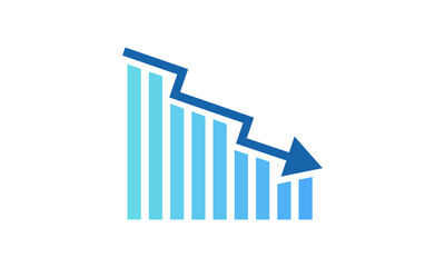 Cost reduce icon. Arrow down, graph analysis. Vector illustration, Simple symbol business isolated
