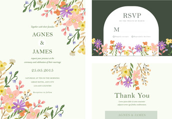 Colorful Green Floral Wedding Invitation