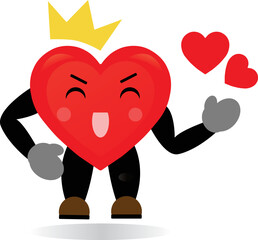 icon kawai character hearts with heart