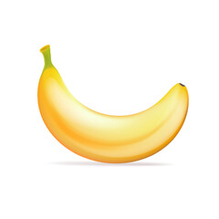 Cartoon banana isolated on white background. Fresh Peel banana, yellow fruit. Close up Tropical fruit banana snack or vegetarian nutrition food on white