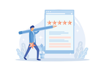 Feedback Corporate website, menu bar, customer feedback page, leave you opinion, site navigation, user experience, web element, impression flat design modern illustration
