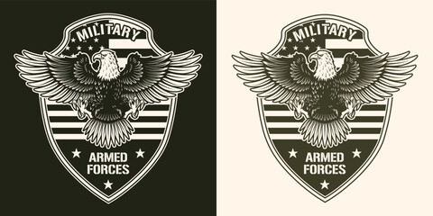 Naklejka premium Military USA logotype vintage monochrome