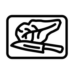 knife board lettuce line icon vector. knife board lettuce sign. isolated contour symbol black illustration