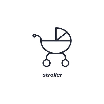 stroller line icon. linear style sign for mobile concept and web design. Outline vector icon. Symbol, logo illustration. Vector graphics
