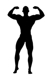 black silhouette of a man with muscles, an athlete