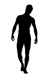 black silhouette of a man with muscles, an athlete - 522264393