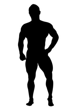 recommend clip art: black silhouette of a man with muscles, an athlete