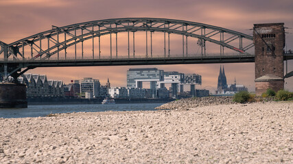 Drought in Germany, low water on Rhine river