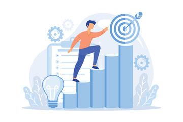 Business mission Mission statement, business goals and philosophy, company vision, core values, customer engagement, loyalty and satisfaction flat design modern illustration