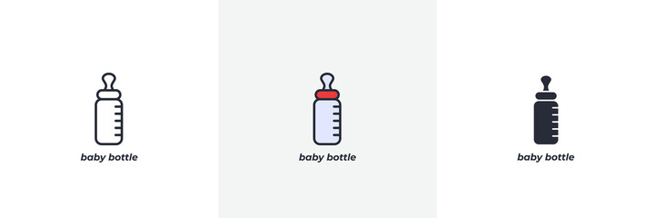 baby bottle icon. Line, solid and filled outline colorful version, outline and filled vector sign. Idea Symbol, logo illustration. Vector graphics