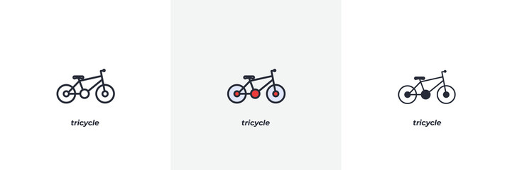 tricycle icon. Line, solid and filled outline colorful version, outline and filled vector sign. Idea Symbol, logo illustration. Vector graphics