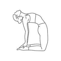 Ustrasana Camel pose color line illustration. Pictogram for web page