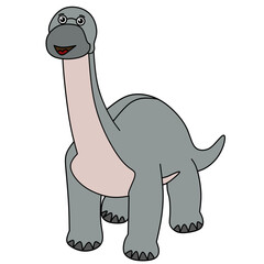cute long neck dinosaur character drawing vector