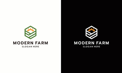 Farm landscape modern logo vector illustrator simple elegant