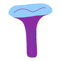 Magic mushroom decorative in cold violet and blue colors. Handdrawn vector illustration