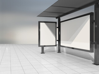 3D illustration. Bus stop for advertisement