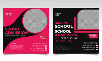 School admission banner or poster design template. school, college, kids, education poster, or editable banner or flyer design.