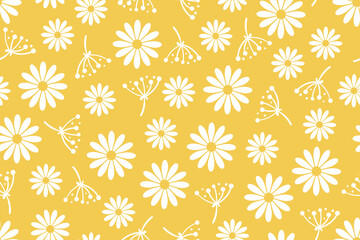 Nature minimal tiny flowers yellow doodle pattern