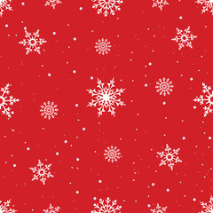vector snowy snowflake flakes seamless pattern winter pattern red background