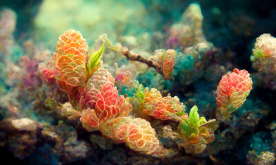 Underwater colorful coral abstract wallpaper. 3D illustration
