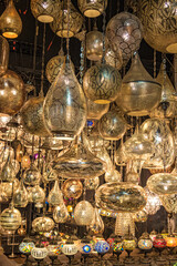 Assorted Turkish glass lamps in a market, Istanbul