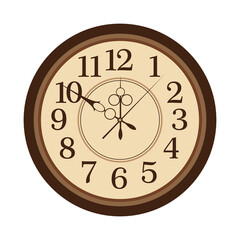 Old vintage round clock. Clock face on a white background. 