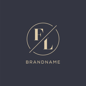 Initial letter FL logo with simple circle line, Elegant look monogram logo style