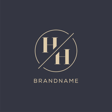 Initial letter HH logo with simple circle line, Elegant look monogram logo style