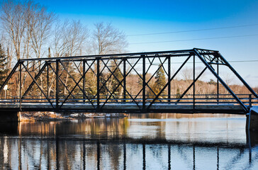 bridge over the river at sunset