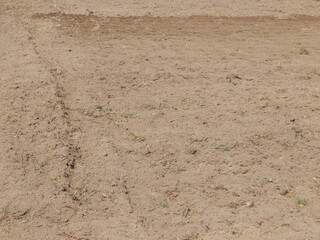 Texture of the land plowed by a plow field