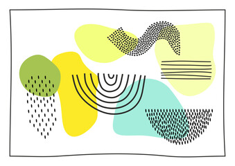 Contemporary art poster design vector abstract arts background pattern. Geometric shapes. Dots and lines.