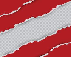 Red Ripped Paper On Transparent Background. Frame. Vector Illustration