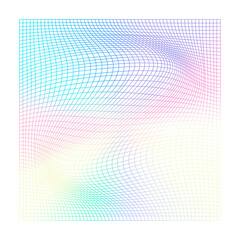 Obraz premium Distorted Grid Filled With Holographic Gradient
