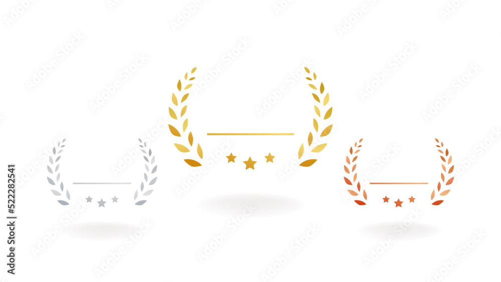Wall mural set of gold silver and bronze medals flat icons / award / prize / rank / ranking