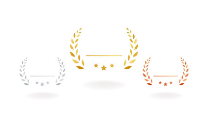 set of gold silver and bronze medals flat icons / award / prize / rank / ranking	
 - obrazy, fototapety, plakaty