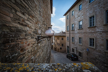 Beautiful places of Italy. Walking old streets of Urbino, city and World Heritage Site in Marche...