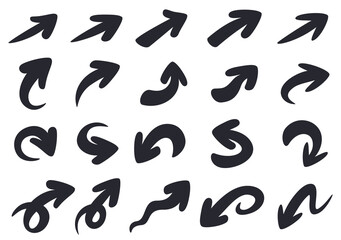 Set of handwritten pointer arrows. Collection of different arrows for web design mobile applications. Vector illustration