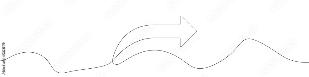 Poster arrow pointing right, icon line continuous drawing vector. one line arrow icon vector background. ar