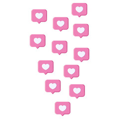 Flying pink hearts