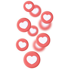 Flying Red 3d Hearts