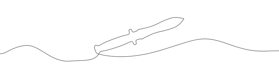 Knife icon line continuous drawing vector. One line knife icon vector background. Knife icon. Continuous outline of a knife icon.